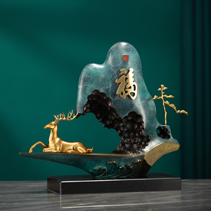 Copper Art Workshop Auspicious Deer Blessings Copper <b>Desk</b> Ornament Feng Shui Landscape Design Business Gift - Product Image 1