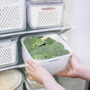 <b>Plastic</b> Double Layer Drainable Food Storage <b>Container</b> Rectangle Airtight Fresh Keeping Stackable BPA Free Food Grade - Product Image 3