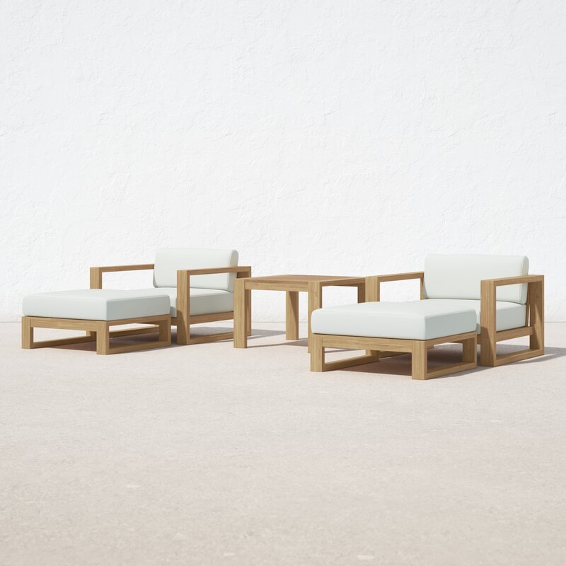 outdoor patio furniture Villia garden Teak set Patio Solid Wood 5 pieces sofas sectionals with cushion