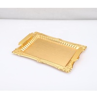 Plateaux de service décoratifs rectangulaires en or avec poignées pour plateaux à biscuits, bonbons, pâtisserie et desserts
