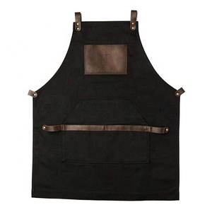 SunYue-<span class=keywords><strong>delantal</strong></span> <span class=keywords><strong>de</strong></span> trabajo <span class=keywords><strong>de</strong></span> lona encerada negra con correas cruzadas ajustable para hombres y mujeres, <span class=keywords><strong>delantal</strong></span> <span class=keywords><strong>de</strong></span> trabajo pesado <span class=keywords><strong>Vintage</strong></span> - Product Image 2
