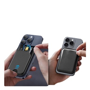 Portefeuille en cuir de qualité supérieure avec support magnétique pour 6 cartes, pochette portable à aimant puissant, support pliable pour sac à main - Product Image 4