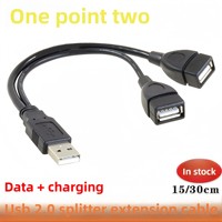 Cable de Extensión USB 2.0 Macho a Dos Hembras con Conductor de Cobre