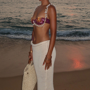 Custom Hand Made Top Minimalist Style Damen Badeanzug New Stylish Printed <span class=keywords><strong>Bikini</strong></span> Triangle Custom Pailletten Stickerei <span class=keywords><strong>Bikini</strong></span> Top - Product Image 6