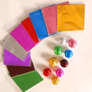 10x10cm feuille d'emballage or argent bleu vert rouge rose pour bonbons au chocolat
