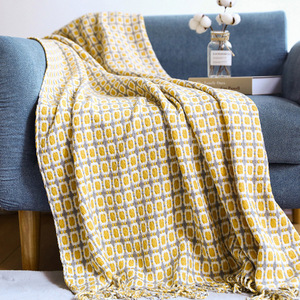Acrylic Houndstooth Throw Blanket Knitted Tassel Blanket Decorative <b>Sofa</b> <b>Bed</b> <b>Cover</b> for Home Travel - Product Image 1