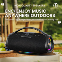 Enceinte Bluetooth portable d'extérieur avec 4 haut-parleurs, double basses et aigus, Bluetooth 5.3, lumières RGB colorées, poignée de transport