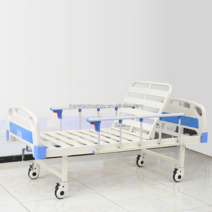 I Care Manual Adjustable Hospital <b>Bed</b> with ABS Headboard, <b>Side</b> <b>Rails</b>, Dining Table, IV Pole, and Wheels for Patient Care - Product Image 5