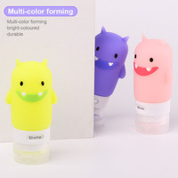 Bouteilles souples pliables en PVC et silicone de 60 ml, portables, anti-fuite, pour lotions, articles de toilette, shampoings, ensembles de voyage, motifs animaux de dessin animé