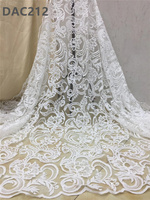 Tissu en dentelle blanche à paillettes brodées, guipure soluble dans l'eau, 100% polyester, tissu élastique pour robes de mariée, textiles de maison