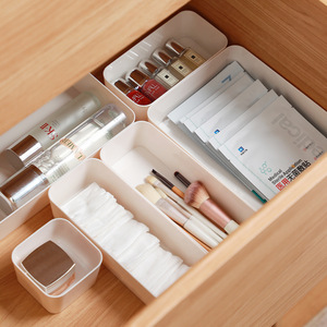 <b>Drawer</b> <b>Storage</b> <b>Box</b> With Dividers Rectangular Plastic Desktop Cosmetic Organizer No Lid Flexible Combination Small Compartment - Product Image 1