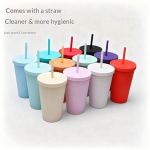 Vaso de Plástico Portátil Ecológico de Doble Pared de 16oz con Tapa Plana, Diseño Moderno y Minimalista, Juego de Dos Piezas, Exclusivo - Product Image 2