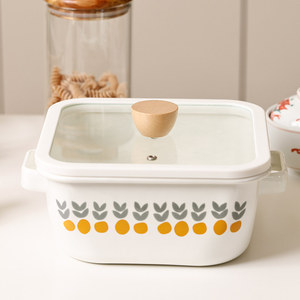 Olla <span class=keywords><strong>para</strong></span> Sopa de Cerámica Ecológica de Grado Alimenticio, 22 cm, 3.5 L, Cuadrada, Esmaltada y Gruesa, con Tapa de Vidrio - Product Image 1