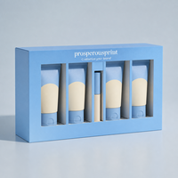 Boîte d'emballage personnalisée pour ensemble de soins de la peau avec fenêtre, boîte cadeau bleue imprimée avec insert en papier pour sérum