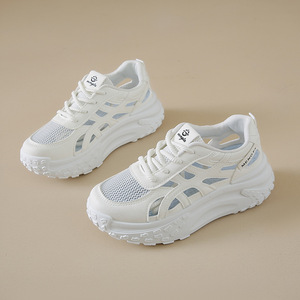 Women's Shoes Summer Korean-style Sports Casual Breathable Height-increasing <b>Lace</b>-up Thick-soled <b>White</b> New Dad Shoes for Female - Product Image 3