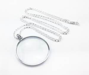 แว่นขยายมือถือสร้อยคอเงินความละเอียดสูงพร้อม5X ห่วงโซ่โลหะสังกะสี CH6001S - Product Image 1