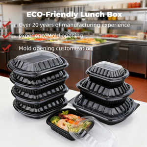 Conteneur alimentaire jetable en plastique à compartiments avec couvercle, couleur noire, pour emporter – Nouvelles idées <span class=keywords><strong>de</strong></span> produits du fabricant - Product Image 2