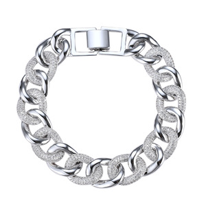 Pulsera de Cadena <span class=keywords><strong>Cubana</strong></span> con Incrustaciones de Diamantes de Imitación para Hombre y Mujer, Joyería de Cadena Dorada, Plateada y <span class=keywords><strong>Negra</strong></span> - Product Image 1