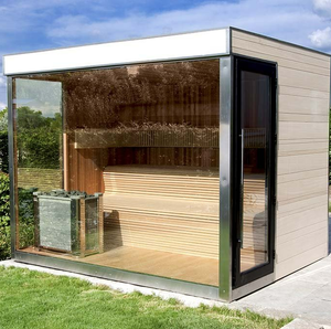 Cómoda Sala de Sauna de Infrarrojos Lejanos con Calefactor de Carbón de Madera Sólida para Exteriores, para <span class=keywords><strong>2</strong></span> Personas, con Luz Roja, para Uso en Villas - Product Image 1