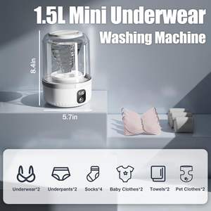 Mini-lave-linge portable avec écran LED numérique, batterie rechargeable USB 1,3 L 4000 mAh, petite machine à laver pour sous-vêtements - Product Image 2