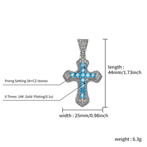 Colar com Pingente de Cruz Crucifixo de Zircônia em Latão Colorido, Colares com Múltiplos Pingentes de Latão Colorido, Corrente de Corda para Uso - Product Image 6