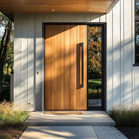 Système d'entrée à double porte en bois massif pour entrée principale de villa et projets de construction