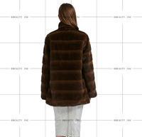 Manteau cardigan en fausse fourrure de vison, en laine moelleuse, coupe-vent, manches longues, col montant, vêtements d'extérieur avec poches pour femmes
