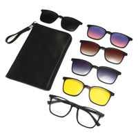 Lunettes de soleil magnétiques 5-en-1 à clipser, monture PC, polarisées, vision nocturne, UV400, avec logo personnalisé, pour hommes et femmes, vente en gros