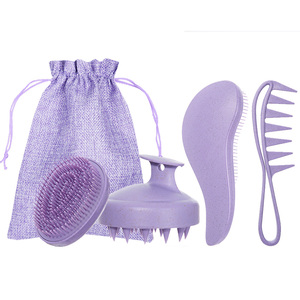 Cepillo de paja de trigo 100%, masajeador de dientes anchos respetuoso con <span class=keywords><strong>el</strong></span> medio ambiente, peine <span class=keywords><strong>para</strong></span> <span class=keywords><strong>cuero</strong></span> <span class=keywords><strong>cabelludo</strong></span>, Juego de cepillos <span class=keywords><strong>para</strong></span> desenredar <span class=keywords><strong>el</strong></span> cabello, cepillo de champú, peine de <span class=keywords><strong>huevo</strong></span>, herramienta de estilismo - Product Image 1