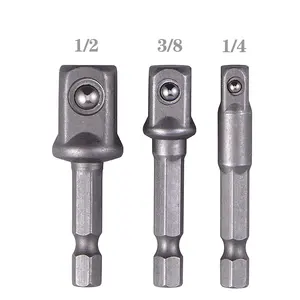 3pcs 1/4 3/8 1/2" Hex Power Drill Bit Driver Socket Bits Set Adapter Wrench Sleeve Extension Bar For Electric Screwdriver