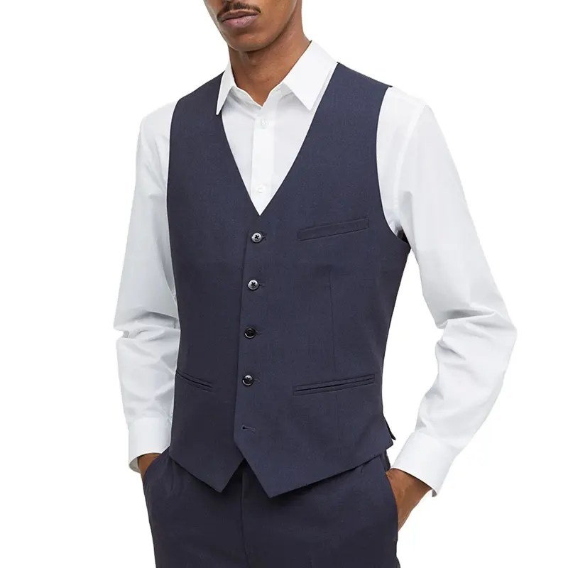 Chaleco de traje ajustado tejido con lengüeta ajustable sólido personalizado para hombre gran oferta Chaleco de vestir Formal de negocios