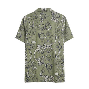 เสื้อเชิ้ตคอกลมแขนสั้นพิมพ์ลายทรอปิคอลสุดหรู คุณภาพเยี่ยม ลายพิมพ์แบบซ้ำได้  ผลิตตามสั่ง สำหรับผู้ชาย ผ้าฝ้าย 100% - Product Image 1