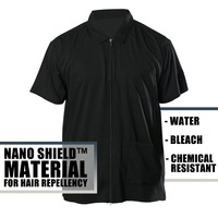 Blouse de toilettage pour hommes noire, résistante aux poils, légère, respirante, facile à nettoyer, avec fermeture éclair, taille XL, pour la coiffure et le toilettage des animaux