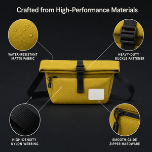 Fashion Waterproof <b>Nylon</b> Roll Top <b>Shoulder</b> <b>Bag</b> Crossbody Satchel Wide Strap Quick Access Pocket for Outdoor Travel Running - Product Image 6