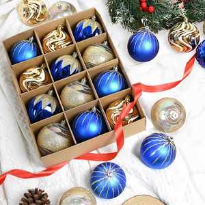 Ensemble de boules de Noël en plastique Ychon XM0026, 3 couleurs, incassables, réutilisables, imprimées en couleur, boîte cadeau, décorations pour mariage - Product Image 2