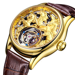 Drop Shipping Aesop 3D Horse Dial Real Tourbillon Men Watch Diamond <b>Scale</b> Skeleton Manual Movement <b>Mechanical</b> Sapphire Watches - Product Image 4