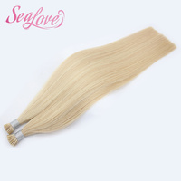 Extensions de cheveux blondes à double trame, 100% cheveux humains vierges, cuticules alignées, pointes en I, cheveux chinois