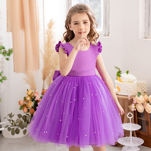 Vestido de Princesa de Verano para <span class=keywords><strong>Niñas</strong></span>, con Cuello Redondo y Encaje, Vestido de Tul Formal para Fiestas de Cumpleaños, de Algodón, para Actuaciones de Piano - Product Image 6