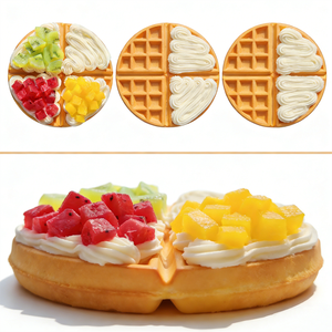 Modèle de gaufre réaliste en plastique écologique, faite à la main, fruits artificiels : kiwi, fruit du dragon, mangue, crème fouettée - Product Image 5