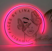 Enseigne personnalisée en acrylique doré 3D pour entreprise, salon, décoration murale, néon rond pour bâtiments, mariages, bars