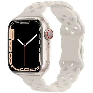 40 45 Mm सफेद किस्म बंद Correa डे Reloj पैरा Smartwatch पट्टा सिलिकॉन एप्पल के लिए छेद सांस बैंड घड़ी श्रृंखला एसई