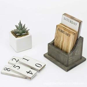 Lingyue Wooden Table <b>Calendar</b> 4.25x3.25x5.75 Inch Desktop Decorative Organizer For Home Office Use - Product Image 5