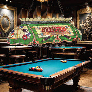 Lámpara de Mesa de Billar LED Tiffany de 55'' con Vidrio Tallado, 6 Luces, Lámpara de Araña para Sala de Billar y Snooker, Hecha a Mano, Control Táctil, 2700K - Product Image 1