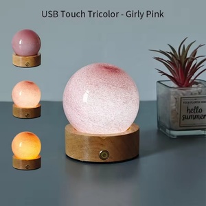 Lámpara de Noche LED Táctil Recargable de Diseño Creativo, Lámpara de Mesa Desmontable de Madera con Pantalla de Globo de Vidrio para Decoración de Dormitorio - Product Image 5