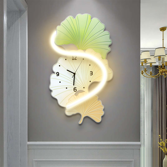 Modern Luxury Wall Clock with LED Lights Ultraviolet Carved Crystal Porcelain Lights Mural LED Lights with Clock