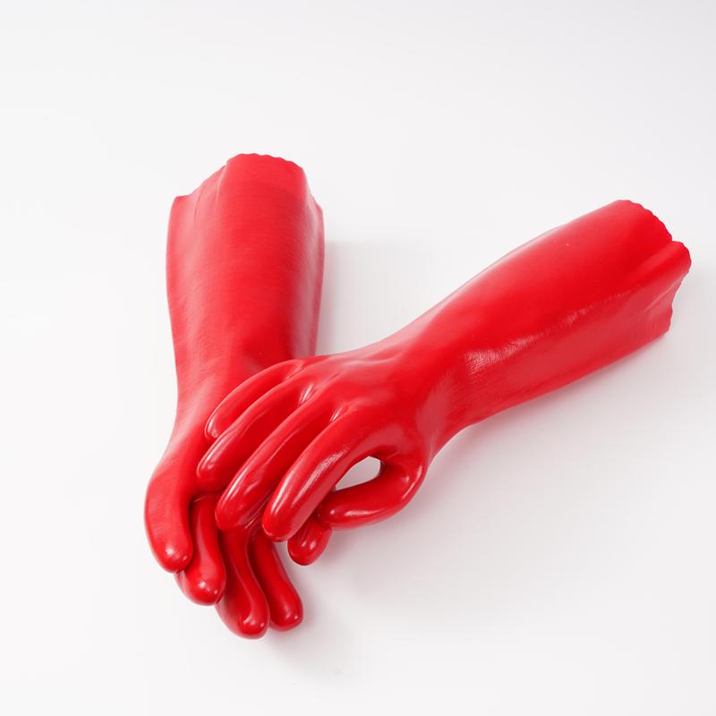 Wholesale Long Sleeved Red PVC Glove