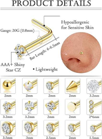 Bijoux de piercing pour femmes et hommes en acier inoxydable avec boule en argile CZ en forme de L, fleur, opale, étoile, cœur