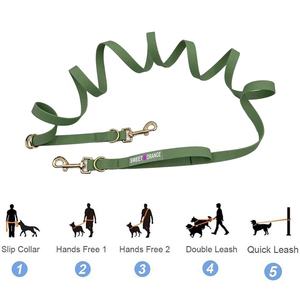 Anpassen von <span class=keywords><strong>Long</strong></span> Cross body Dual Adjusta ble Pet Lead Wasserdichtes PVC-Silikon Hände frei Hunde halsband und Leine Set Luxus für 2 Hunde - Product Image 2