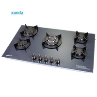 Cuisinière à gaz 5 brûleurs Xunda OEM avec support en fonte et plaque de cuisson intégrée pour usage domestique et hôtelier