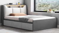 Lit de chambre d'enfant de luxe, taille complète 1,35*1,9m, avec tiroirs de rangement, lit simple